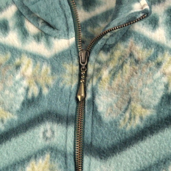 Vintage Teddi Size L Green Floral Jacket sweater full Zipper Pockets - Picture 8 of 8